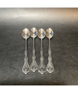 Noritake SYLVIA Stainless Set of 4 Ice Teaspoon Glossy Satin Black Flora... - $14.84
