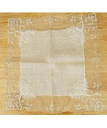 VINTAGE Fabric Handkerchief Wedding Hankie Floral Netting Lace Seed Pear... - £15.57 GBP