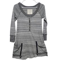Free People We The Free Gray Marled Henley Thermal Tunic Top Boho Cozy XS - $16.99