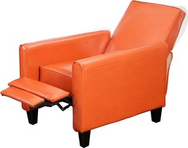 Great Deal Furniture Lucas Orange Leather Modern Sleek Recliner Club Chair. - £330.79 GBP