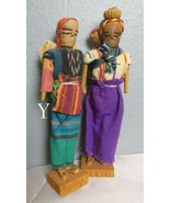 Peru  Folk Art Dolls Set of 2 Hand Made 9&quot;  Man Woman and Baby  Y - £15.07 GBP