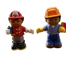 Vintage Fisher-Price Little People Poseable Firefighter &amp; Construction W... - $11.52