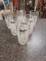 6 Anchor Hocking Americana Juice Glasses White Colonial Motifs Gold Eagle - $29.69