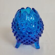 Vintage Fenton Glass Colonial Cobalt Blue Hobnail 3 Footed Egg Shaped Va... - $19.78