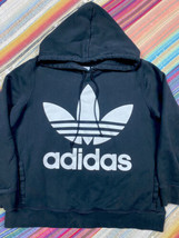 Adidas Originals L/S Trefoil Logo Hoodie Sweatshirt Women’s Large Black ... - £15.78 GBP