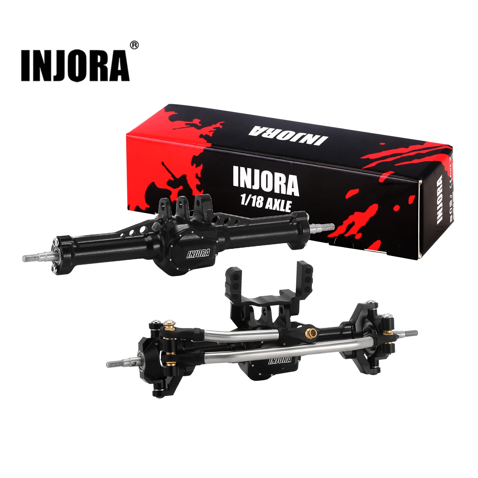 INJORA Front-and-Rear +4mm Aluminum Axles with Lay Down Servo Mount &amp; Links for  - £71.54 GBP