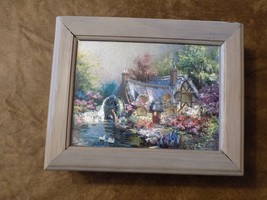 Nicky Boehme Shiny Print Romantic Cottage Glass Wooden Mirrored Jewelry Box - £27.10 GBP