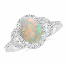 ANGARA Vintage Style Oval Opal Halo Ring for Women, Girls in 14K Solid Gold - £2,195.98 GBP