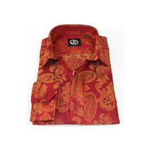 Men's Silky Paisley Floral Shirt By JT Milano AVM Turkey Slim Fit 600-28 Rust image 3