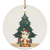 Funny Baby Giraffe Pine Tree Ornament Merry Xmas Gift Decor For Animal Lover - £11.61 GBP