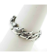 Vintage 925 Sterling Silver dolphin band Ring Size 7 - £19.37 GBP