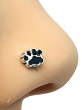 925 Silver Paw Nose Stud Dog Cat Black Enamel 22g (0.6mm) L Bendable Stu... - £5.22 GBP