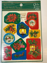 Vintage Christmas Stickers-New Self Stick Seals-Bell Holly Sleigh CLEO B... - $3.96