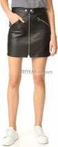 Women&#39;s Genuine Lambskin Leather Skirt Black Stylish Short Handmade Club... - $94.67+