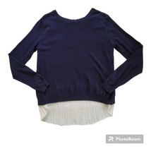 Molly Bracken Women XS S Blue White Long Sleeve Pleated Blouse Sweater S... - $18.80