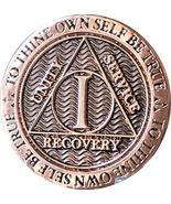 1 Year AA Medallion Copper Plated Reflex Design Serenity Prayer Chip - £11.86 GBP