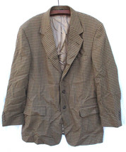 Mens Pierre Cardin Paris NY Brown Houndstooth Tweed Jacket Blazer 80&#39;s Size 40 - £22.89 GBP