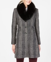 NEW FORECASTER OF BOSTON GRAY PLAID WOOL REAL FUR COLOR  COAT SIZE 12   ... - $140.39