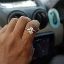 Lab Grown 1.06 Cts Oval Cut G VS2 CVD Diamond Ring Solitaire 14k White Gold - $780.00