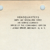 Brooklyn New York Headquarters WWII Army Air Force Depot Letterhead - $28.96