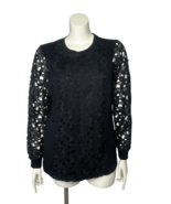 Lane Bryant Black Top Crochet Long Sleeve Women&#39;s 14/16 Shirt New - $16.88