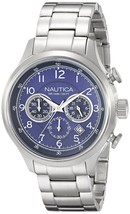 Nautica Men&#39;s Chronograph Watch Blue Dial Stainless Steel N19630G NCT 16... - $93.77