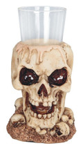 Skeleton Skull 44099 Single Shot Glass Resin Halloween 5&quot; W - £19.09 GBP