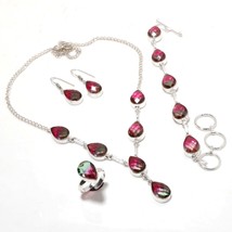 B-I Color Tourmaline Pear Shape Gemstone Handmade Necklace Jewelry Set SA 859 - £10.27 GBP
