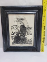 Vntg Bernie Brown Lofty Sentinels Bald Eagle Art Marble Framed  1992 Mon... - $1,169.74 MXN