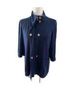 ST. JOHN SPA Snap Front Jacket Tunic 3/4 Sleeves Drawstring Waist Navy E... - $920.88 MXN