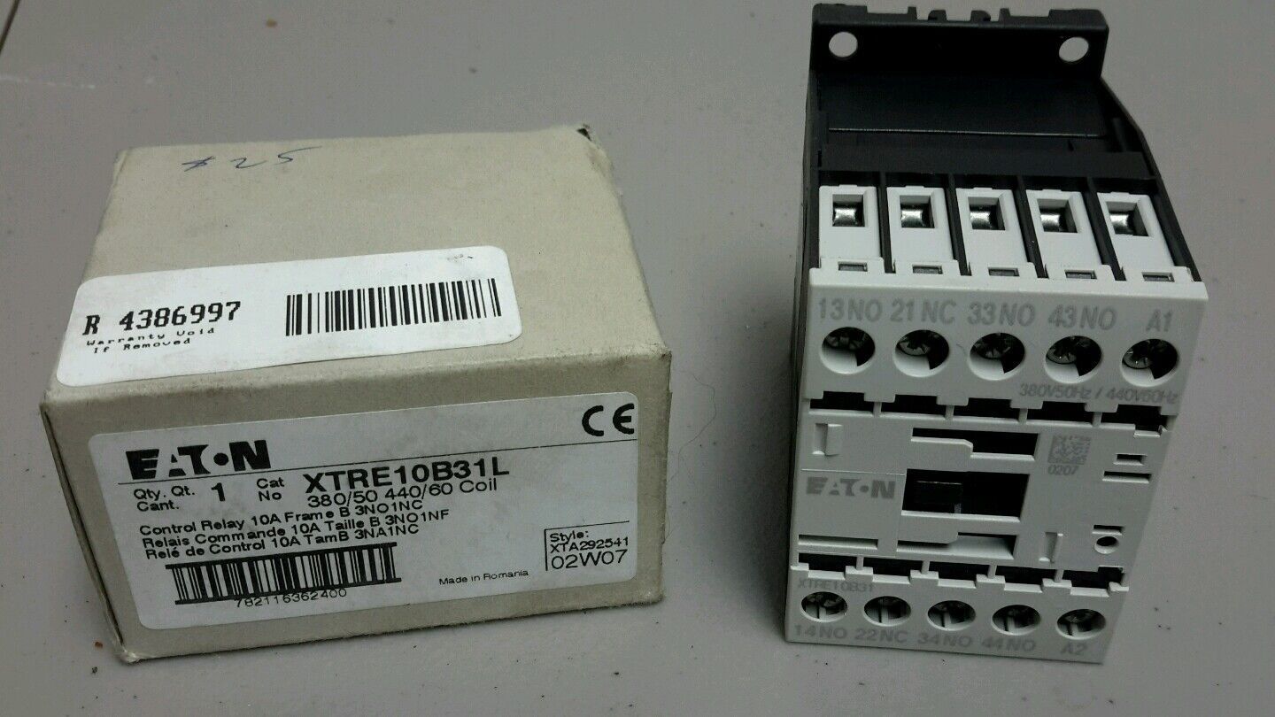 EATON XTRE10B31L CONTACTOR CONTROL RELAY 380/50 440/60 COIL NEW $25 - $14.96