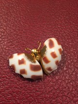 60s brown and white carved shell butterfly brooch - £14.45 GBP