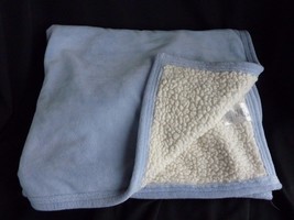 Beansprout baby plush solid light Blue velour off white sherpa baby blanket - £11.71 GBP