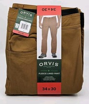 Orvis Men’s Beige Tan Fleece Lined Stretch Pants Size 34X30 New With Tags - $45.78 CAD