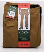 Orvis Men’s Beige Tan Fleece Lined Stretch Pants Size 34X30 New With Tags - $45.78 CAD