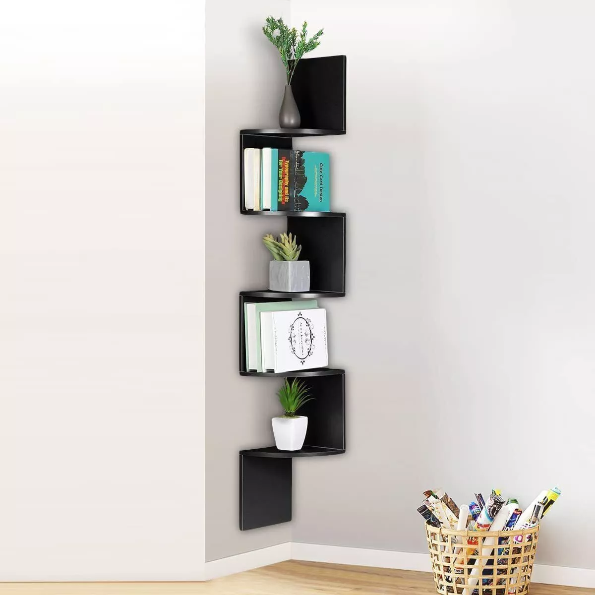 3-5 Tier Corner Shelves, Floating Corner Shelf, Wall Organizer Storage - $39.99