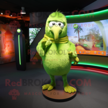 Lime Green Kiwi mascot costume character dressed with a Long Sleeve Tee and Brac - £941.60 GBP