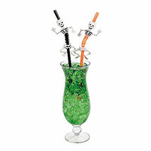 12 Skeleton Halloween Straws, Party Bendy Pastic Skull - Pirate Bar Supplies - £15.26 GBP