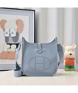 women's bag Original calfskin shoulder handbag BABY BLUE Evelynebag 28cm... - $105.00