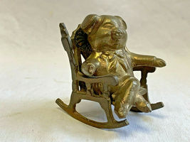 Brass Vtg Pig in a Rocking Chair Figurine Statuette Animal Anthropomorphism - £23.91 GBP