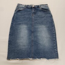Inherit Clothing Company Women's Blue Cotton Blend Frayed Denim Skirt Size 7/8 image 11