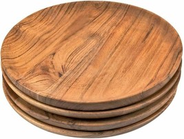 Acacia Wood Serving Tray Round Platter Perfect For Cake, Dessert, Fruit 4PCS - £64.39 GBP