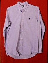 Ralph Lauren Custom Fit Mens S Plaid Button Shirt Lavender Purple Pony Navy Ls - £14.90 GBP
