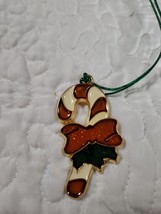 Stained Glass Christmas Candy Cane Ornament Suncatcher Corded Necklace. ... - $15.00