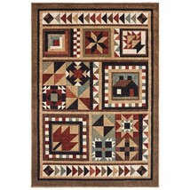 8 X 10 Brown And Red Ikat Patchwork Area Rug - €327,39 EUR
