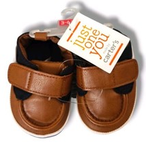 Carter&#39;s Infant Baby Boy Brown Crib Shoes 3-6 Months Faux Leather NEW  - £7.43 GBP