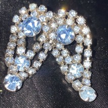 Vintage Aquamarine Cubic Zirconia Crystal Silver Tone Metal Screw back Earrings - £193.61 GBP