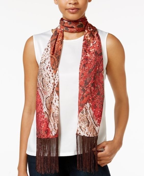 INC International Concepts Snakeskin-Print Fringe Wrap/Scarf OS  - $11.39