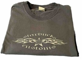 VTG Y2K T-Shirt 2XL - Starbucks Customs Flames Biker Workwear Distressed... - $18.52