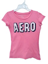 Aeropostale Womens XS Pink Short Sleeve T Shirt Black &amp; White Sequin Spe... - $9.95